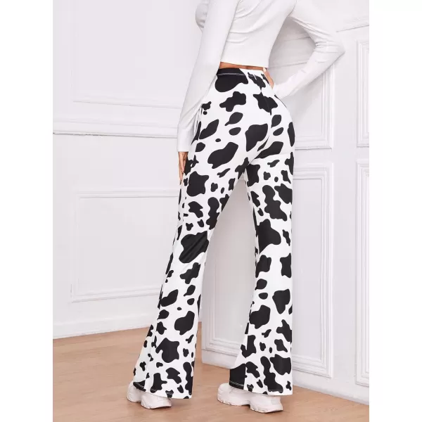 WDIRARA Women's Snakeskin High Waist Casual Flare Bell Bottom Stretch Long Pants