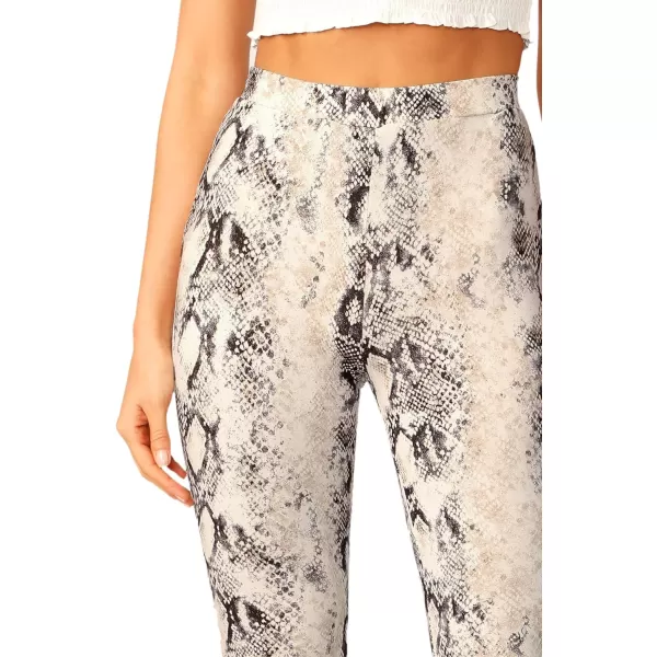 WDIRARA Women's Snakeskin High Waist Casual Flare Bell Bottom Stretch Long Pants