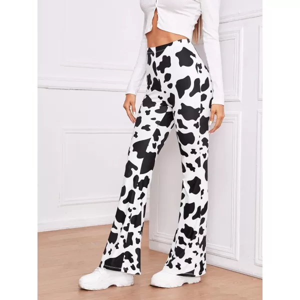 WDIRARA Women's Snakeskin High Waist Casual Flare Bell Bottom Stretch Long Pants