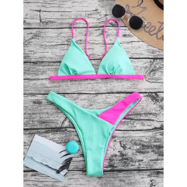 WDIRARA Women's Spaghetti Strap Triangle Bikini Bathing Suit 2 Piece Swimsuit