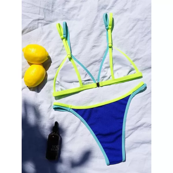 WDIRARA Women's Spaghetti Strap Triangle Bikini Bathing Suit 2 Piece Swimsuit