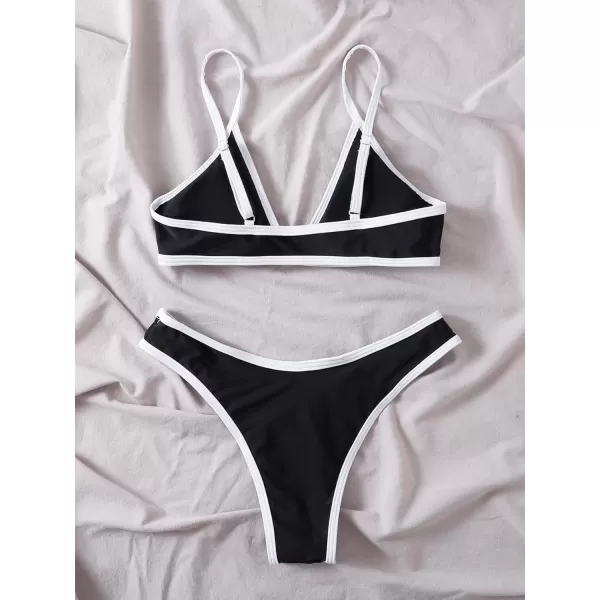 WDIRARA Women's Spaghetti Strap Triangle Bikini Bathing Suit 2 Piece Swimsuit