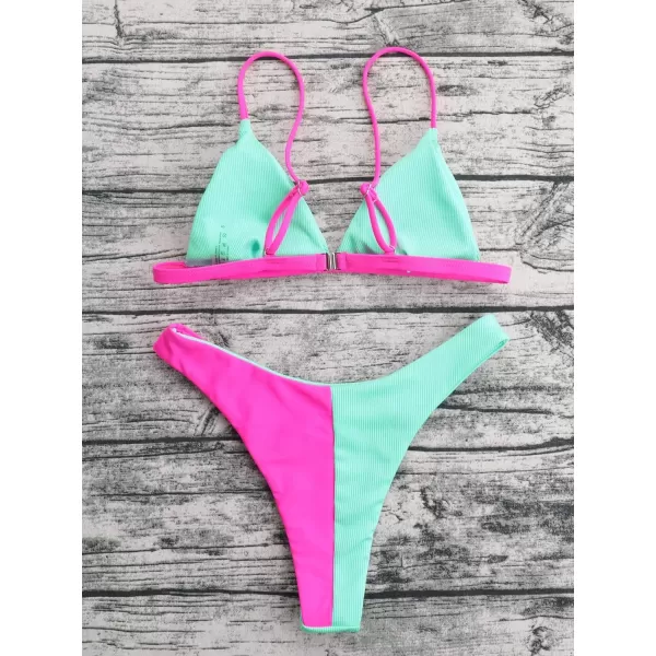 WDIRARA Women's Spaghetti Strap Triangle Bikini Bathing Suit 2 Piece Swimsuit