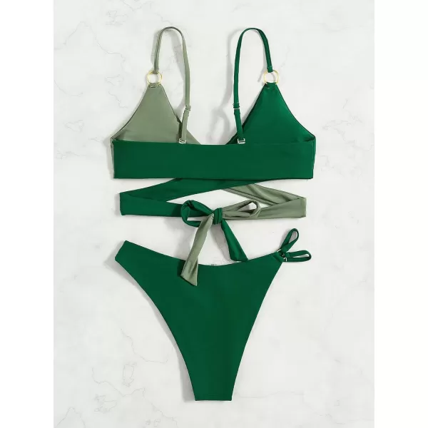 WDIRARA Women's Spaghetti Strap Triangle Bikini Bathing Suit 2 Piece Swimsuit