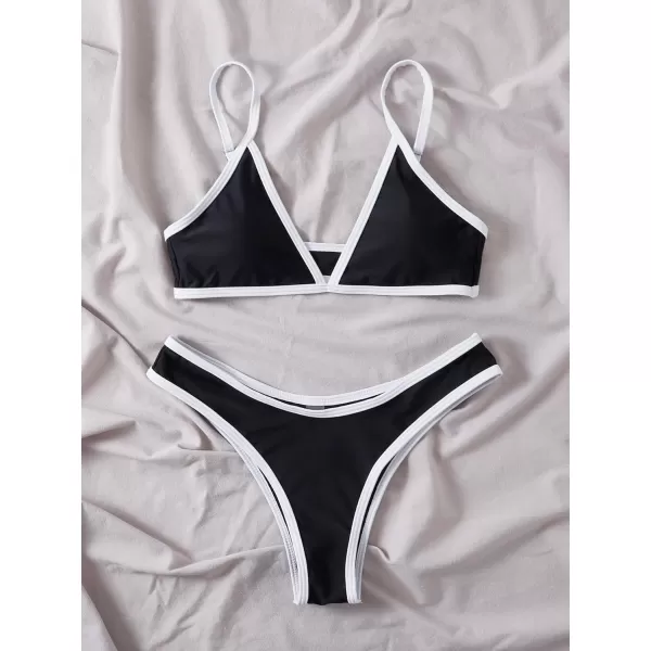 WDIRARA Women's Spaghetti Strap Triangle Bikini Bathing Suit 2 Piece Swimsuit