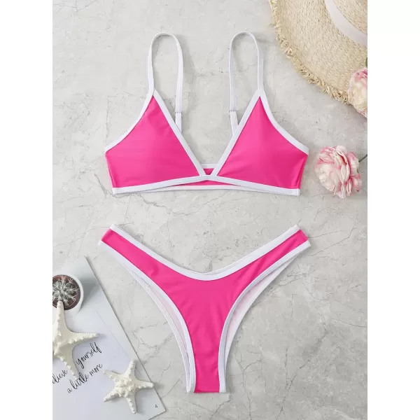 WDIRARA Women's Spaghetti Strap Triangle Bikini Bathing Suit 2 Piece Swimsuit