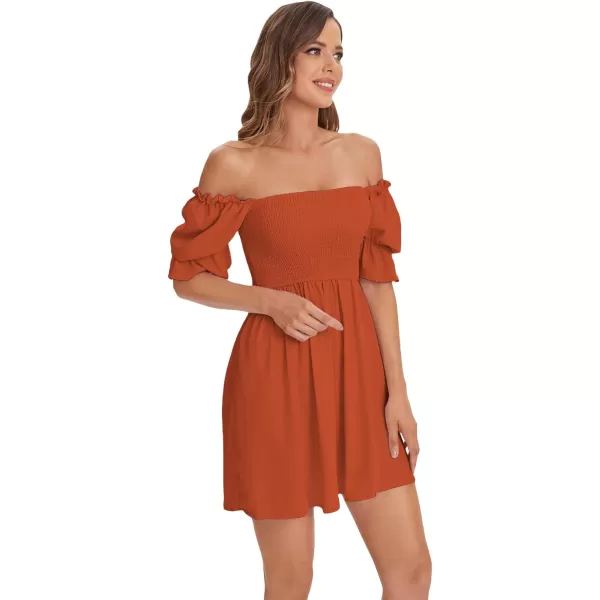 WDIRARA Women's Square Neck Flounce Short Sleeve Shirred Ruffle Hem Dress