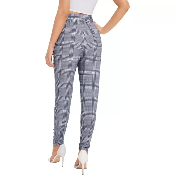 WDIRARA Women's Stretchy Plaid Print Pants Soft Skinny Regular Fashion Leggings