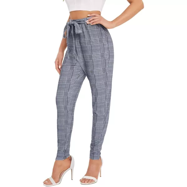 WDIRARA Women's Stretchy Plaid Print Pants Soft Skinny Regular Fashion Leggings