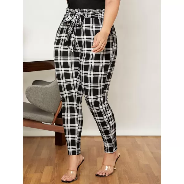 WDIRARA Women's Stretchy Plaid Print Pants Soft Skinny Regular Fashion Leggings