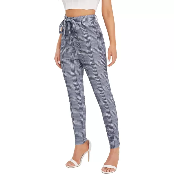 WDIRARA Women's Stretchy Plaid Print Pants Soft Skinny Regular Fashion Leggings