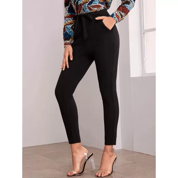 WDIRARA Women's Stretchy Plaid Print Pants Soft Skinny Regular Fashion Leggings
