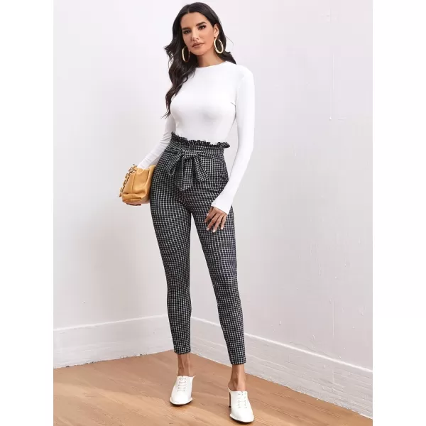 WDIRARA Women's Stretchy Plaid Print Pants Soft Skinny Regular Fashion Leggings