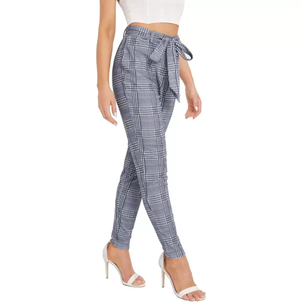 WDIRARA Women's Stretchy Plaid Print Pants Soft Skinny Regular Fashion Leggings