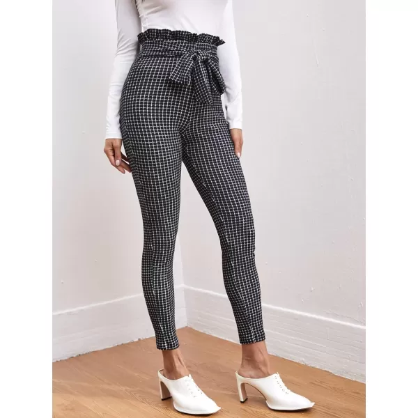 WDIRARA Women's Stretchy Plaid Print Pants Soft Skinny Regular Fashion Leggings