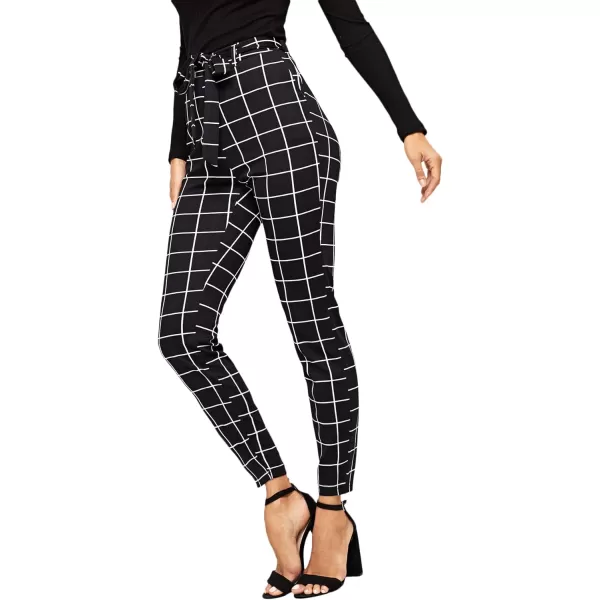 WDIRARA Women's Stretchy Plaid Print Pants Soft Skinny Regular Fashion Leggings
