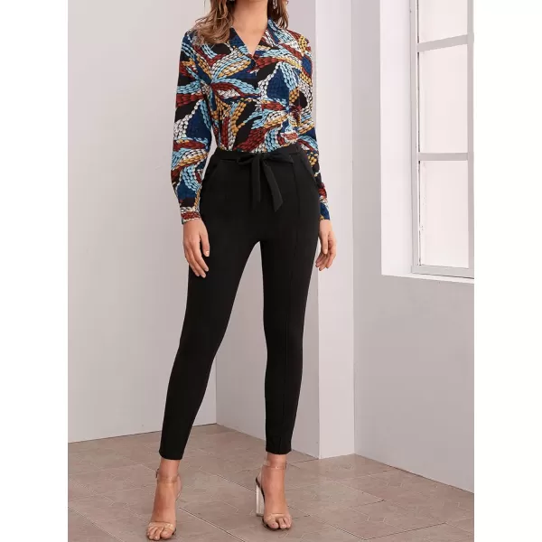 WDIRARA Women's Stretchy Plaid Print Pants Soft Skinny Regular Fashion Leggings
