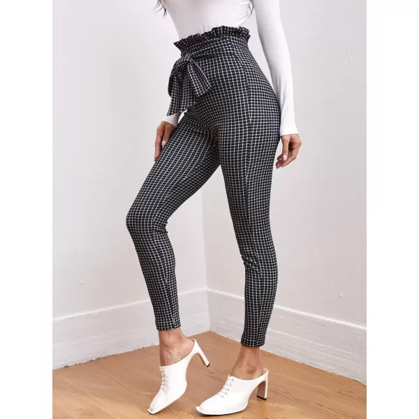 WDIRARA Women's Stretchy Plaid Print Pants Soft Skinny Regular Fashion Leggings