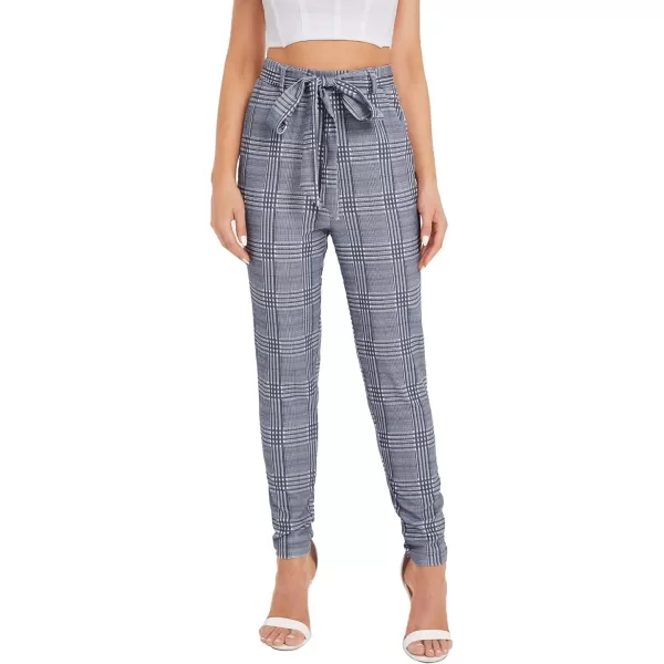 WDIRARA Women's Stretchy Plaid Print Pants Soft Skinny Regular Fashion Leggings