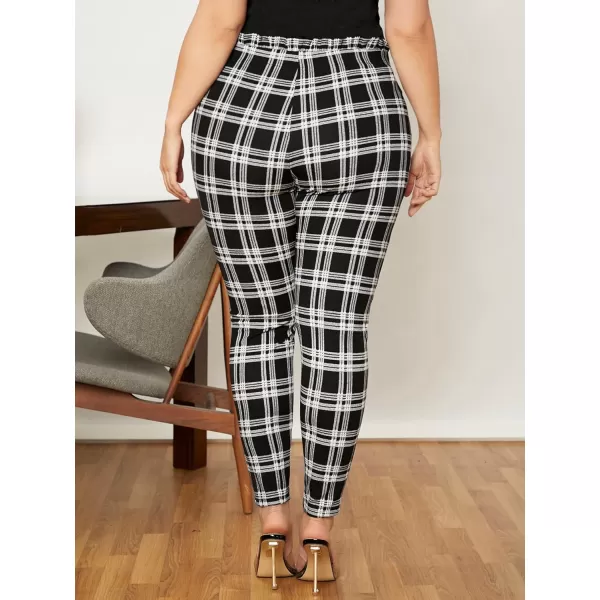 WDIRARA Women's Stretchy Plaid Print Pants Soft Skinny Regular Fashion Leggings