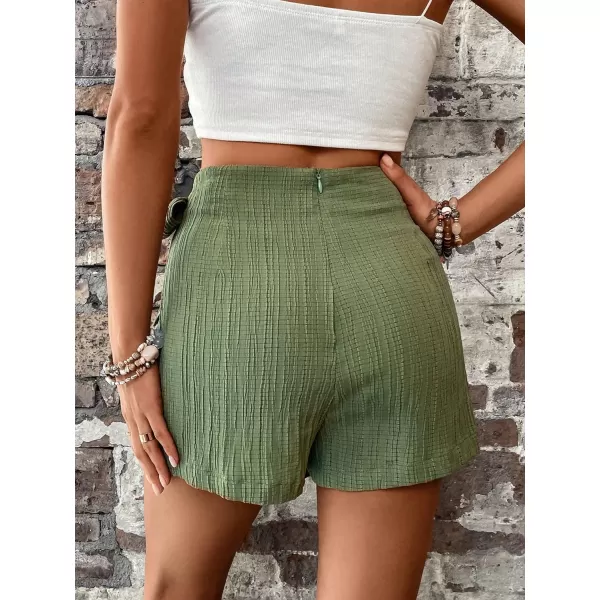 WDIRARA Women's Summer Mini Wrap Shorts Knot High Waist Belted Skorts Zipper Casual Loose Skirt