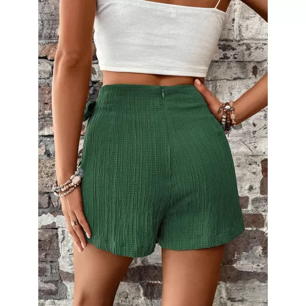 WDIRARA Women's Summer Mini Wrap Shorts Knot High Waist Belted Skorts Zipper Casual Loose Skirt