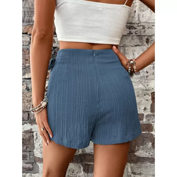 WDIRARA Women's Summer Mini Wrap Shorts Knot High Waist Belted Skorts Zipper Casual Loose Skirt