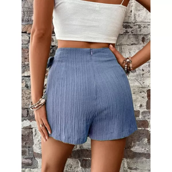 WDIRARA Women's Summer Mini Wrap Shorts Knot High Waist Belted Skorts Zipper Casual Loose Skirt