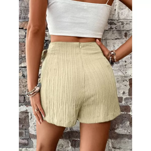 WDIRARA Women's Summer Mini Wrap Shorts Knot High Waist Belted Skorts Zipper Casual Loose Skirt