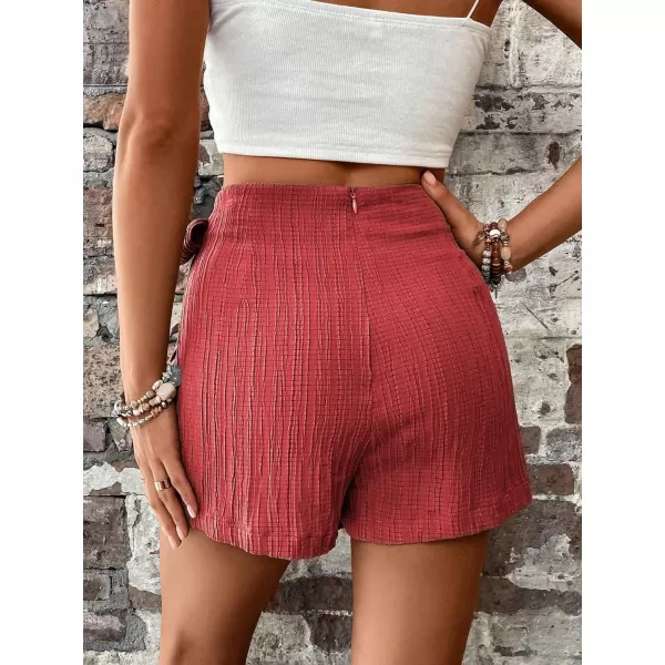 WDIRARA Women's Summer Mini Wrap Shorts Knot High Waist Belted Skorts Zipper Casual Loose Skirt