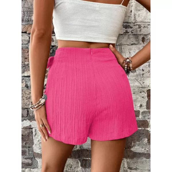 WDIRARA Women's Summer Mini Wrap Shorts Knot High Waist Belted Skorts Zipper Casual Loose Skirt