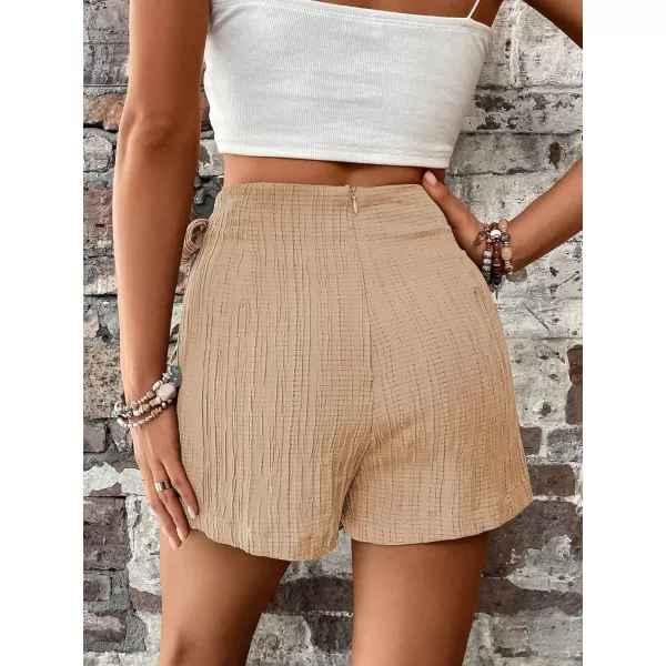 WDIRARA Women's Summer Mini Wrap Shorts Knot High Waist Belted Skorts Zipper Casual Loose Skirt