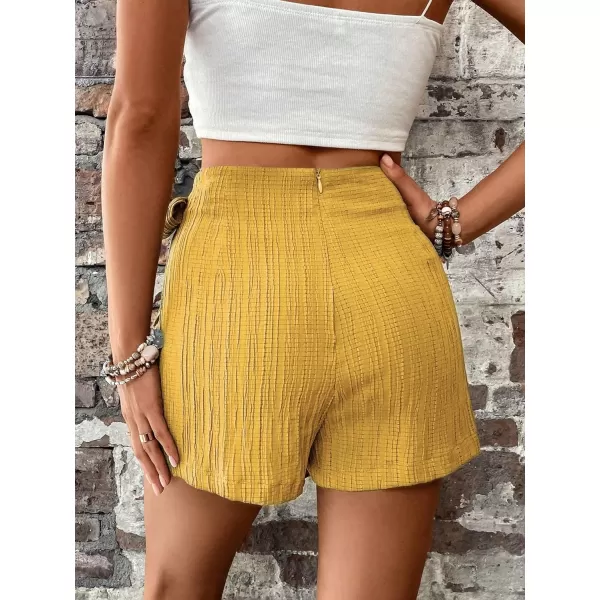 WDIRARA Women's Summer Mini Wrap Shorts Knot High Waist Belted Skorts Zipper Casual Loose Skirt