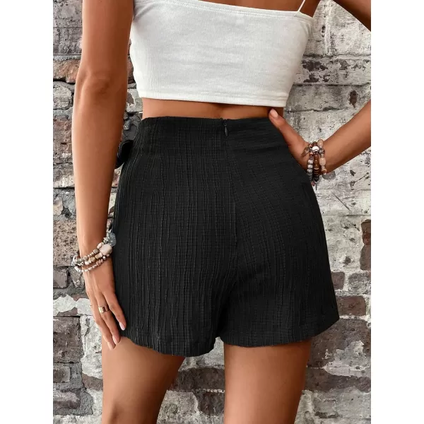 WDIRARA Women's Summer Mini Wrap Shorts Knot High Waist Belted Skorts Zipper Casual Loose Skirt