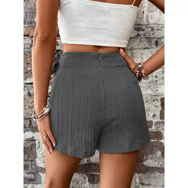WDIRARA Women's Summer Mini Wrap Shorts Knot High Waist Belted Skorts Zipper Casual Loose Skirt