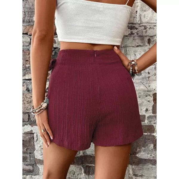 WDIRARA Women's Summer Mini Wrap Shorts Knot High Waist Belted Skorts Zipper Casual Loose Skirt