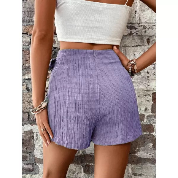 WDIRARA Women's Summer Mini Wrap Shorts Knot High Waist Belted Skorts Zipper Casual Loose Skirt