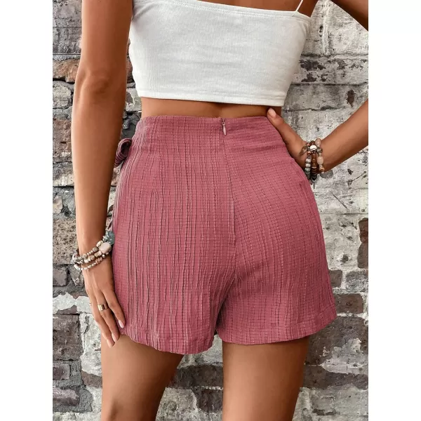 WDIRARA Women's Summer Mini Wrap Shorts Knot High Waist Belted Skorts Zipper Casual Loose Skirt