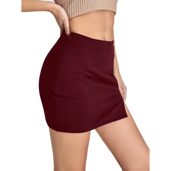 WDIRARA Women's Summer Solid Split Hem Zip Back Mini Workwear Skirt