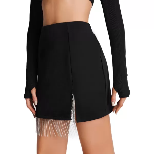 WDIRARA Women's Summer Solid Split Hem Zip Back Mini Workwear Skirt