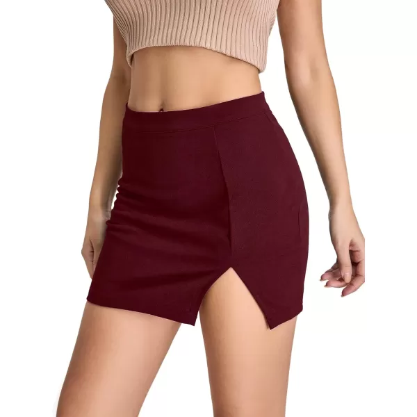 WDIRARA Women's Summer Solid Split Hem Zip Back Mini Workwear Skirt