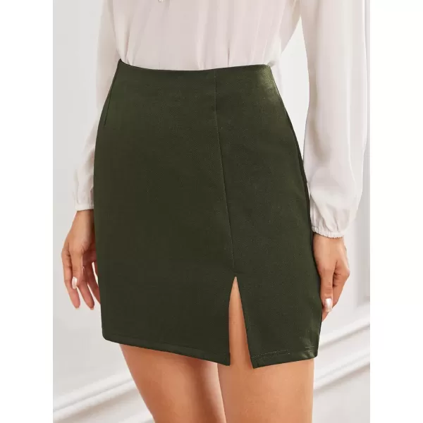 WDIRARA Women's Summer Solid Split Hem Zip Back Mini Workwear Skirt
