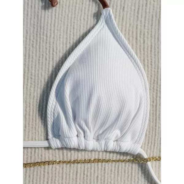WDIRARA Women's Swimsuit Set Halter String Sea Shell Triangle Bikini Set Cheeky Bathing Suits
