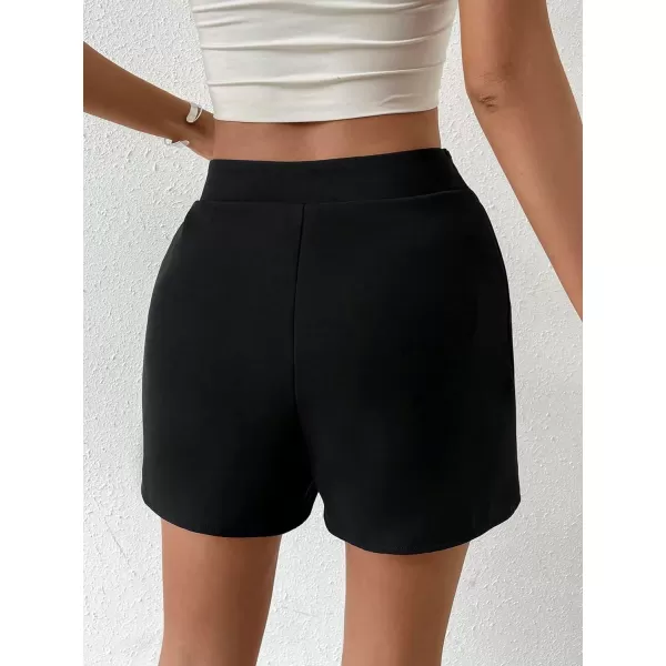 WDIRARA Women's Two Tone Contrast Sequin Zipper Fly Skort Colorblock Asymmetrical Hem Track Shorts