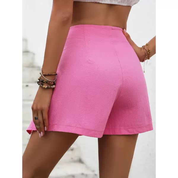 WDIRARA Women's Wrap Knot Front Zipper Fly Skort Casual High Waisted Mini Shorts