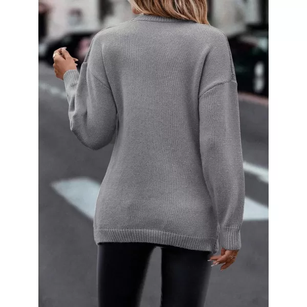 WDIRARA Women's Wrap V Neck Criss Cross Long Sleeve Asymmetrical Sweater Cable Knit Tops
