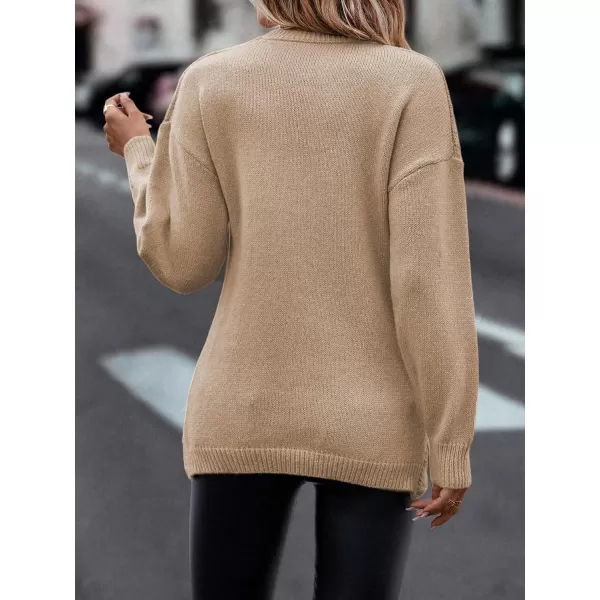 WDIRARA Women's Wrap V Neck Criss Cross Long Sleeve Asymmetrical Sweater Cable Knit Tops