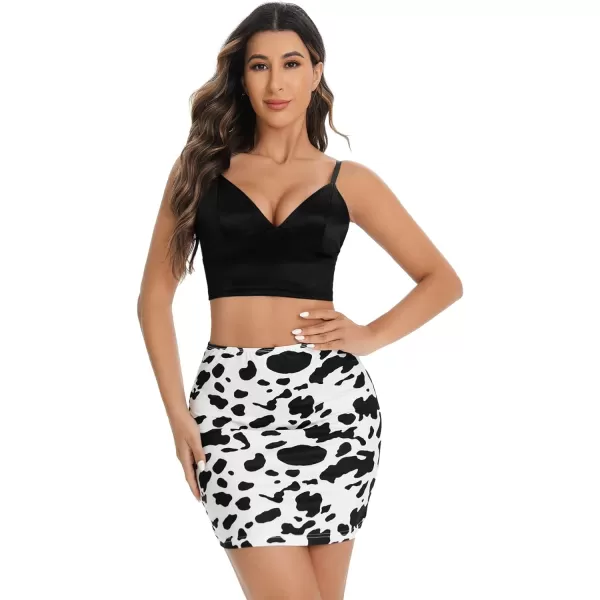 WDIRARA Women's Y2K Printed Elastic High Waist Stretch Casual Bodycon Pencil Mini Skirt