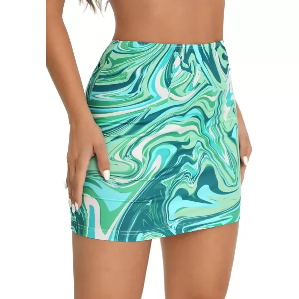 WDIRARA Women's Y2K Printed Elastic High Waist Stretch Casual Bodycon Pencil Mini Skirt