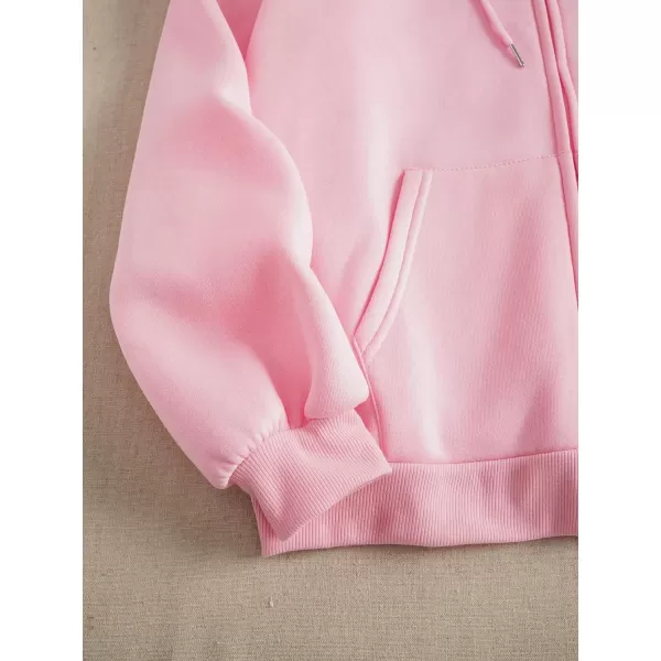 WDIRARA Women's Zip Front Drawstring Hoodie Pullover Long Sleeve Casual Sweatshirt Top